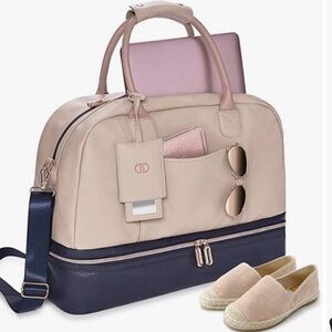 Elegant Beige and Navy Women's Travel Bag
